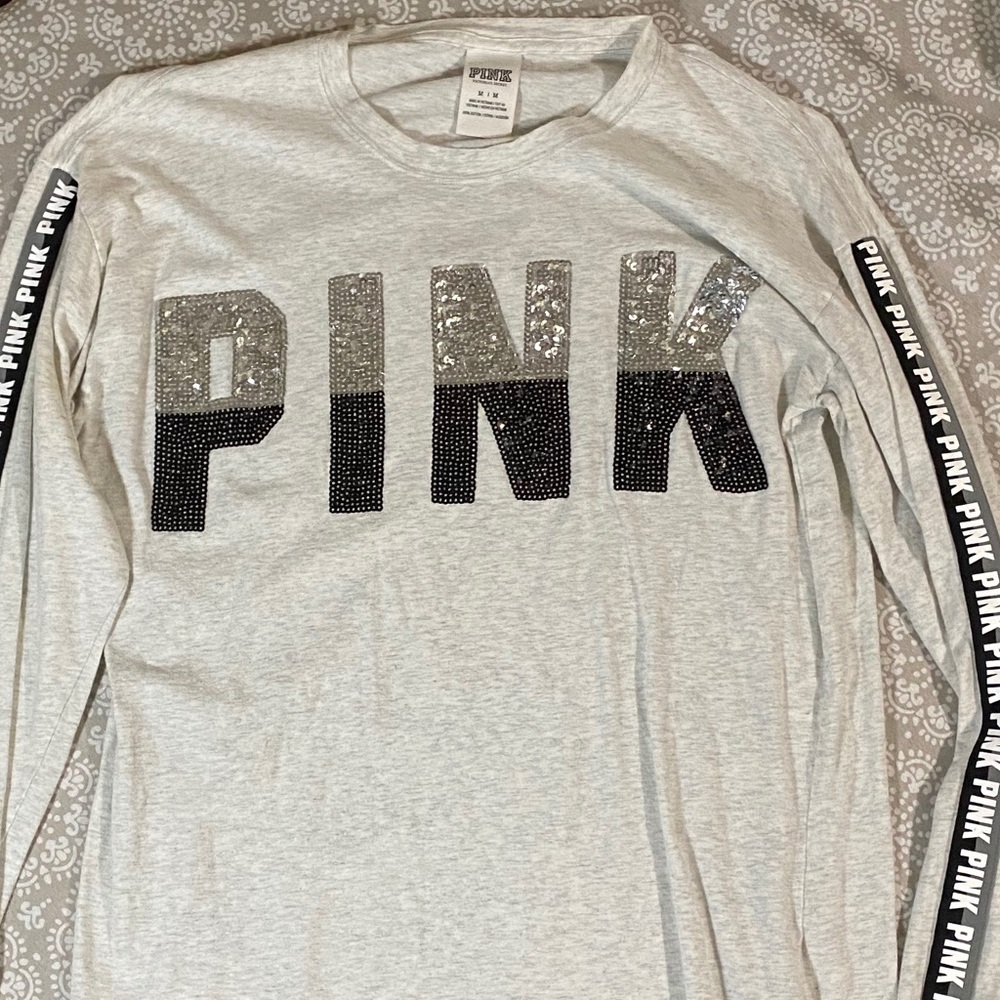 VS Pink long sleeve bling tee - M